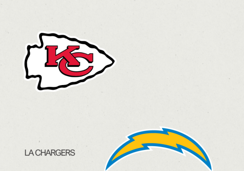 Logos of Kansas City Chiefs and LA Chargers with "SOFI STADIUM" text.