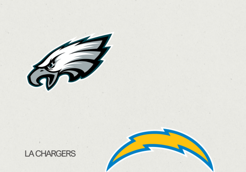 The image features the logos of the Philadelphia Eagles and LA Chargers with "SoFi Stadium" written above them.